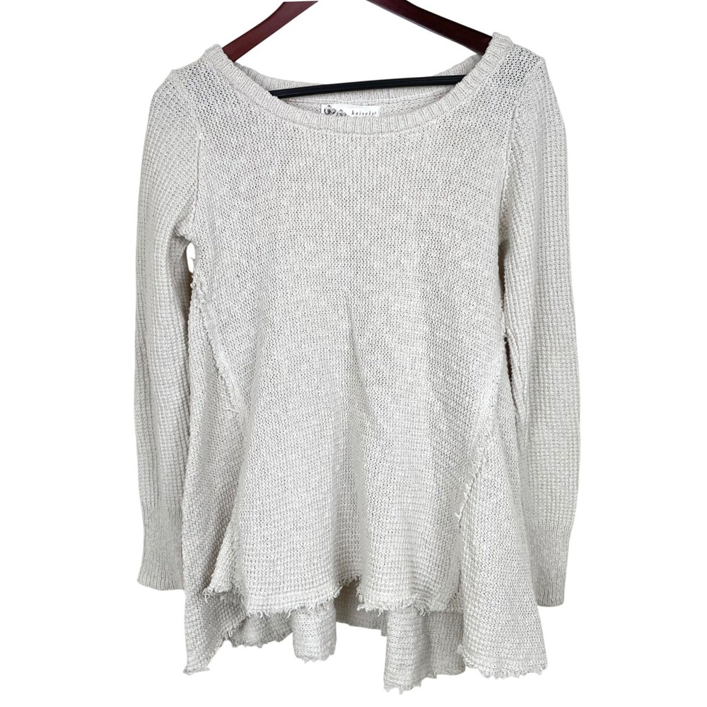 Anthropologie Top Sz L %100 Cotton Coastal Boho Grunge Waffle Beachy Granola